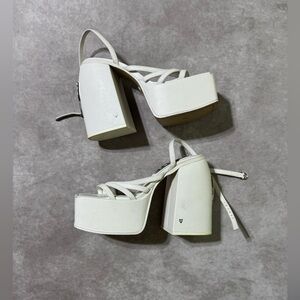 Naked Wolfe Cream Platform Heels